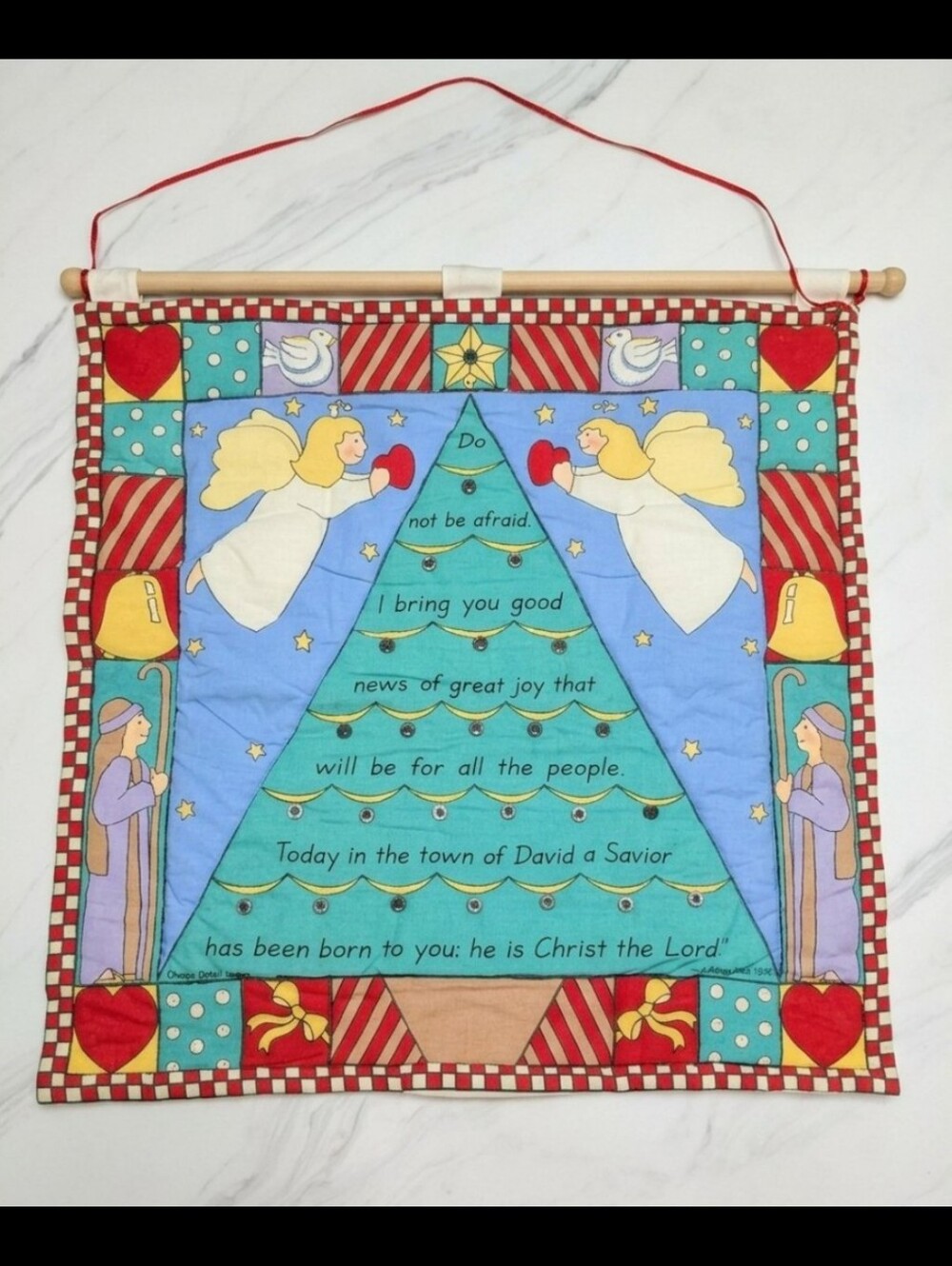 Rare Vintage 1996 Abbey Press Quilted Christmas Tree Advent Calendar Wall